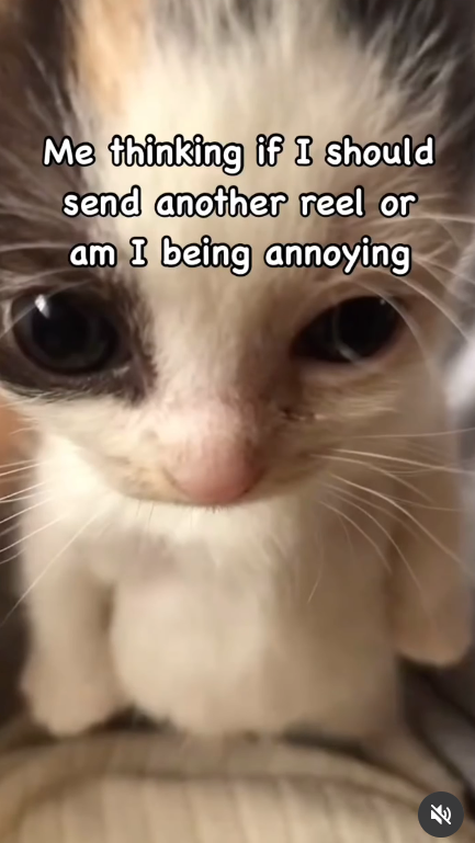 Me thinking if I should send another reel or am I being annoying K