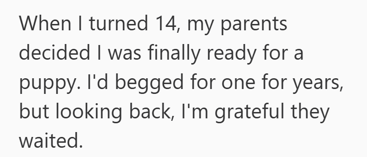 When I turned 14, my parents decided I was finally ready for a puppy. I'd begged for one for years, but looking back, I'm grateful they waited.