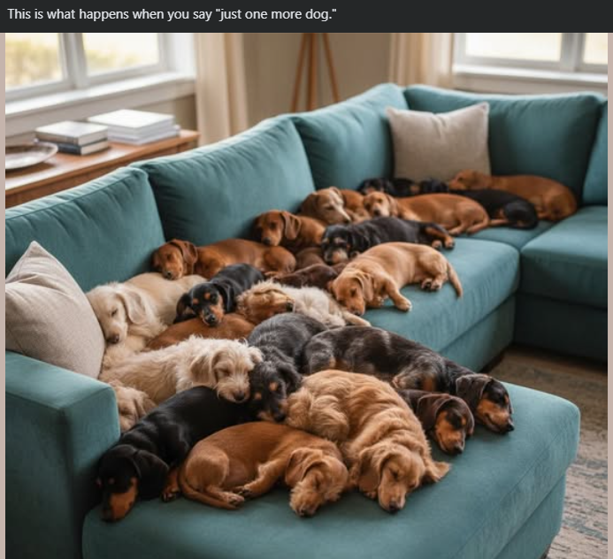 This is what happens when you say "just one more dog."