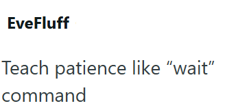 EveFluff Teach patience like "wait" command