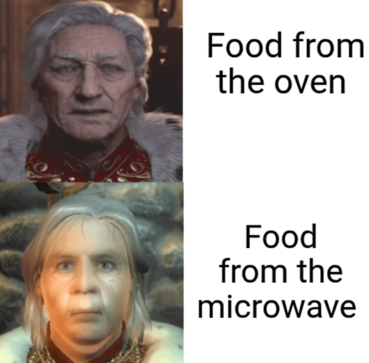 Food from the oven Food from the microwave