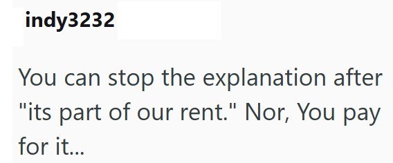 indy3232 You can stop the explanation after "its part of our rent." Nor, You pay for it...