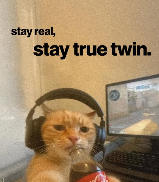 stay real, stay true twin.