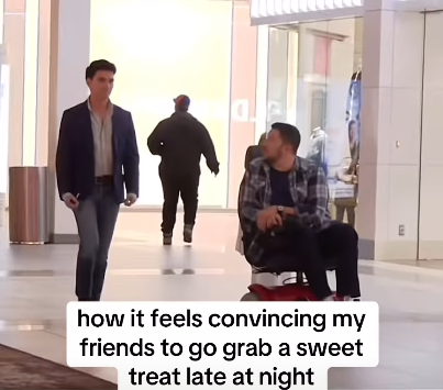 D how it feels convincing my friends to go grab a sweet treat late at night E