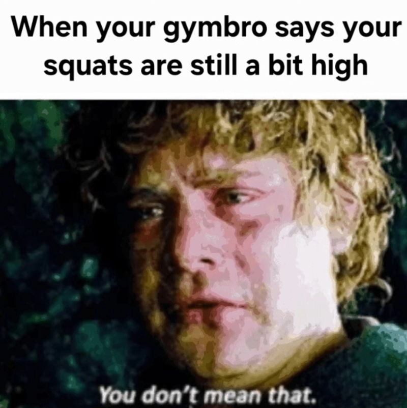 When your gymbro says your squats are still a bit high You don't mean that.
