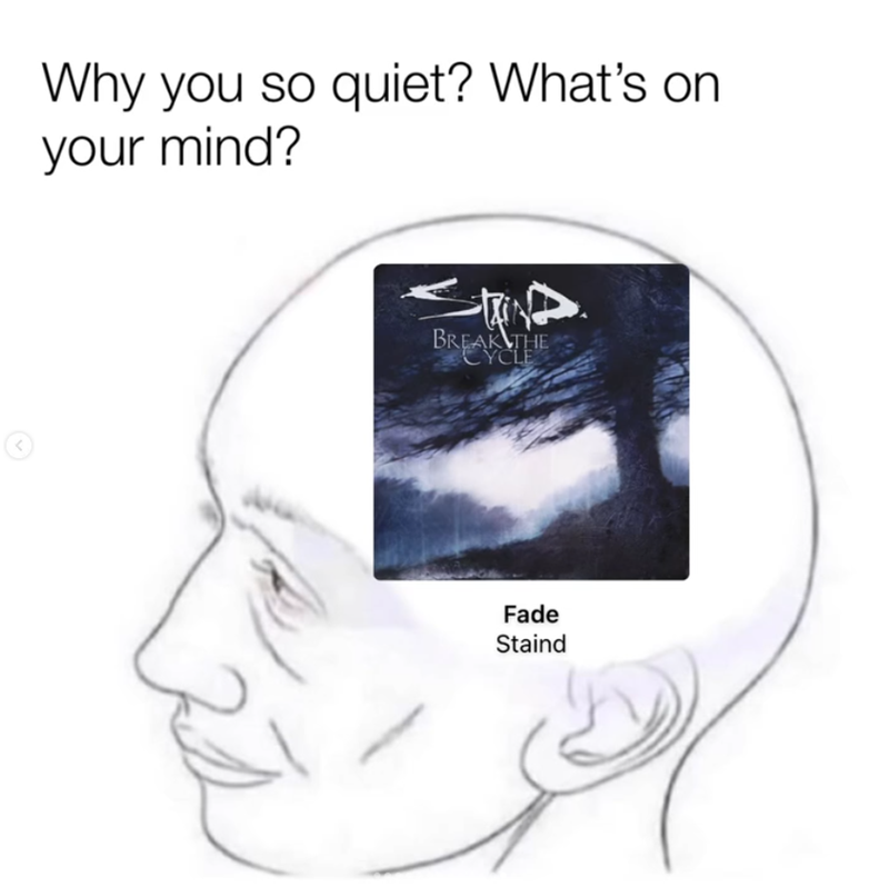 Why you so quiet? What's on your mind? 25 BREAK THE CYCLE Fade Staind