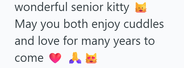 wonderful senior kitty ☑ May you both enjoy cuddles and love for many years to come