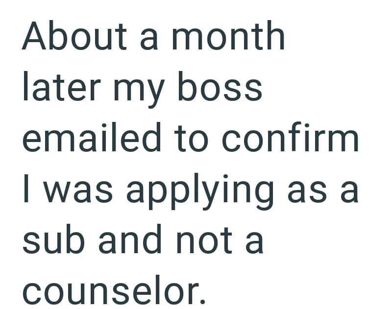 About a month later my boss emailed to confirm I was applying as a sub and not a counselor.