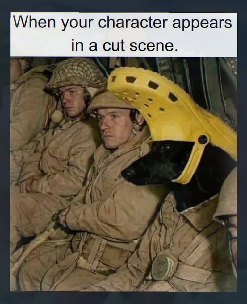 When your character appears in a cut scene. uplion by