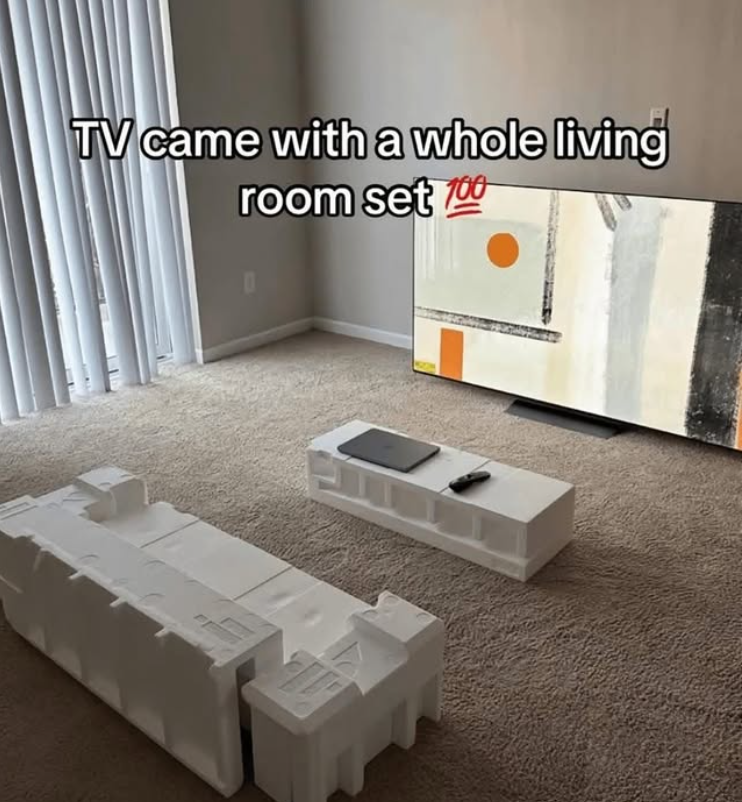 TV came with a whole living room set 100