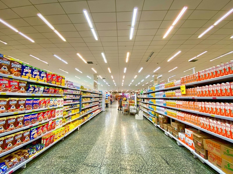 Visual representation of products in a supermarket.