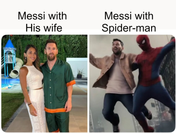Messi with His wife Messi with Spider-man G