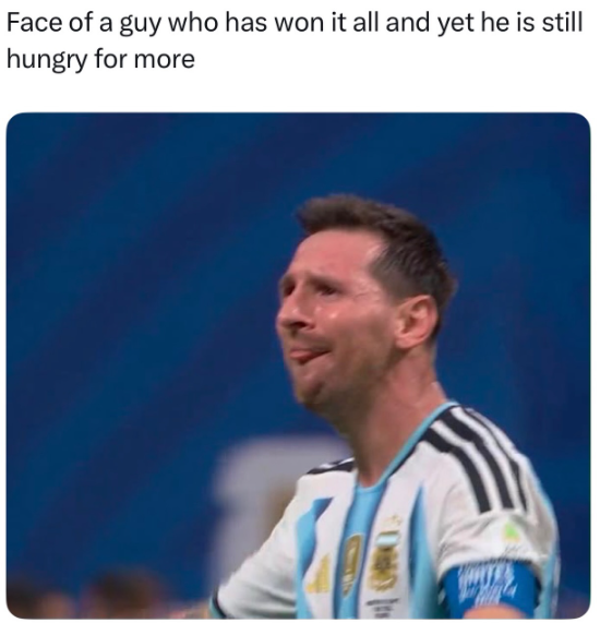 Face of a guy who has won it all and yet he is still hungry for more