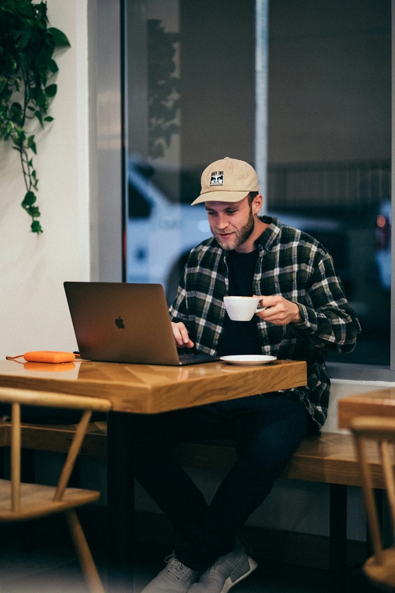 man using laptop