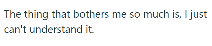 The thing that bothers me so much is, I just can't understand it.