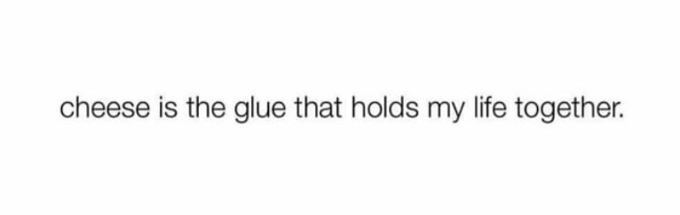 cheese is the glue that holds my life together.