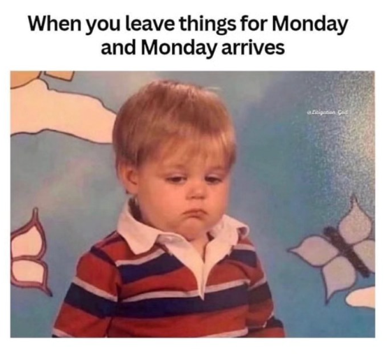D When you leave things for Monday and Monday arrives Litigation Cod