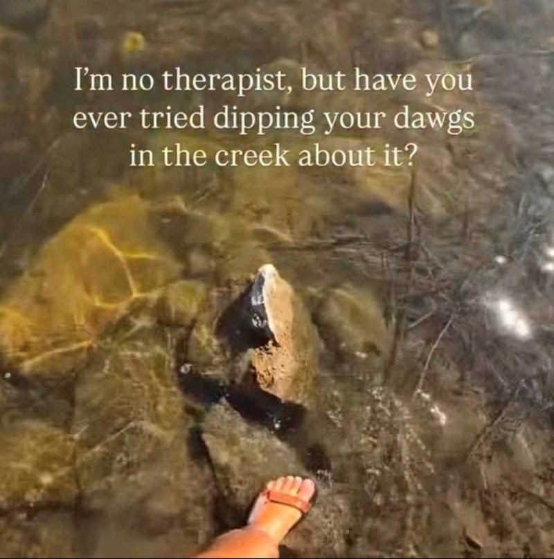 I'm no therapist, but have you ever tried dipping your dawgs in the creek about it?