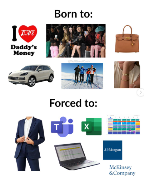 I LOVE Daddy's Money Born to: @WallStreetOasis Forced to: X J.P.Morgan McKinsey &Company