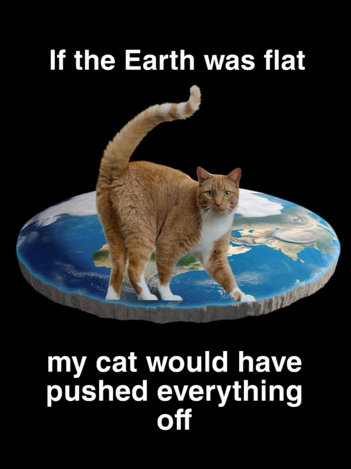 If the Earth was flat my cat would have pushed everything off