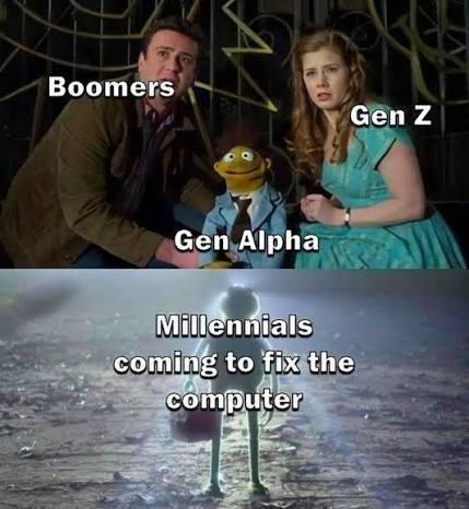 Boomers A 40 Gen Z Gen Alpha Millennials coming to fix the computer