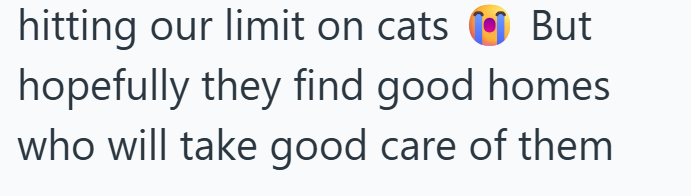 hitting our limit on cats But hopefully they find good homes who will take good care of them