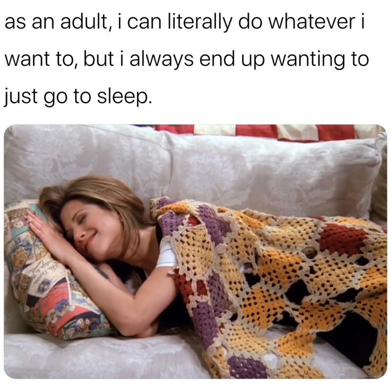 as an adult, i can literally do whatever i want to, but i always end up wanting to just go to sleep.