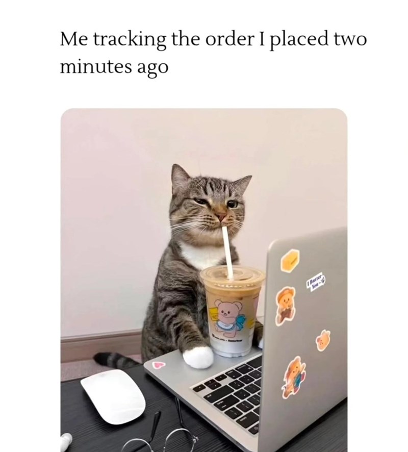 Me tracking the order I placed two minutes ago