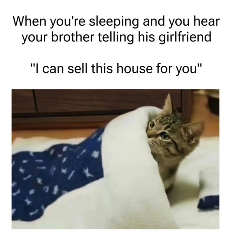 When you're sleeping and you hear your brother telling his girlfriend "I can sell this house for you"