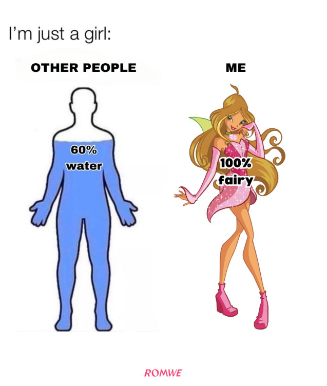 I'm just a girl: OTHER PEOPLE ME 60% water 100% fairy ROMWE