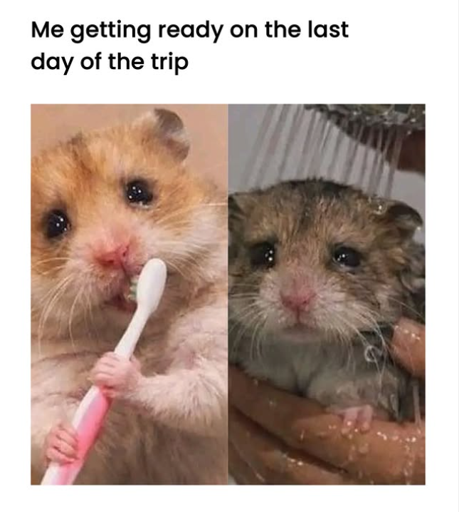 Me getting ready on the last day of the trip