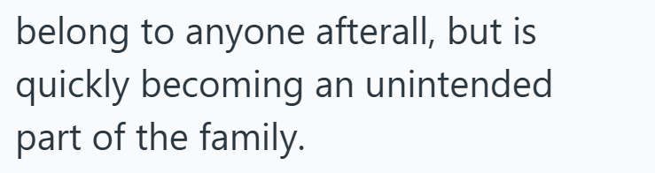 belong to anyone afterall, but is quickly becoming an unintended part of the family.