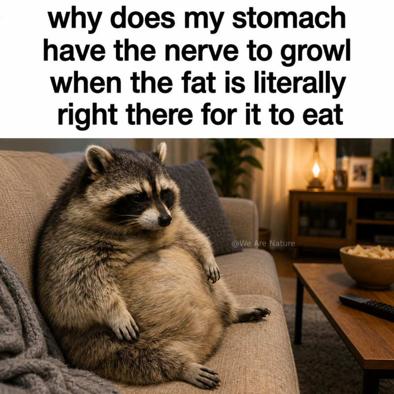 why does my stomach have the nerve to growl when the fat is literally right there for it to eat IN @We Are Nature