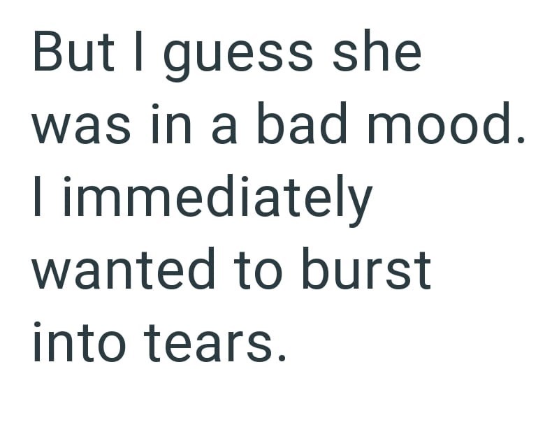 But I guess she was in a bad mood. I immediately wanted to burst into tears.