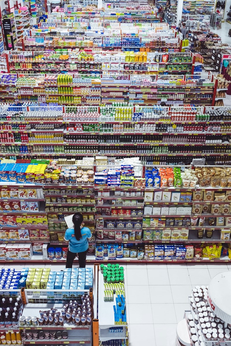 A worker in a big supermarket.