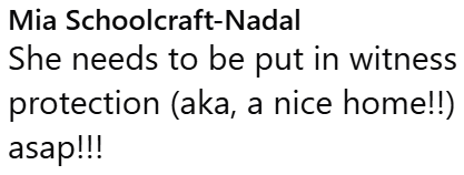 Mia Schoolcraft-Nadal She needs to be put in witness protection (aka, a nice home!!) asap!!!