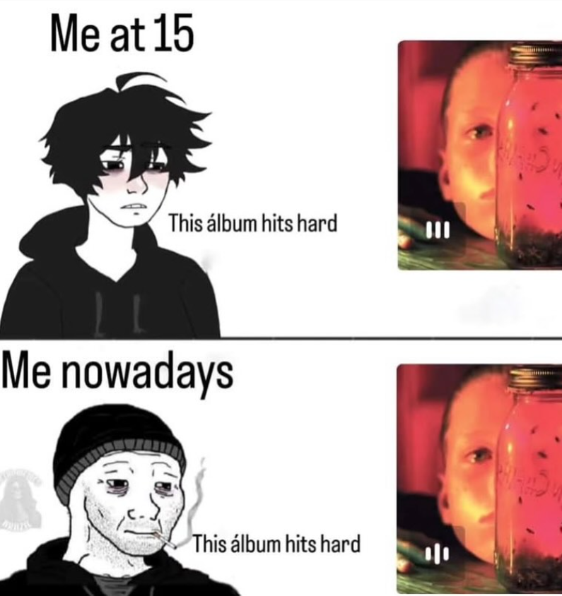Me at 15 This álbum hits hard Me nowadays 10 This álbum hits hard 1/1