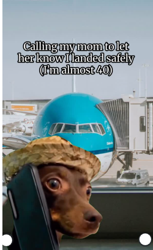 Calling my mom to let her know I landed safely (I'm almost 40)