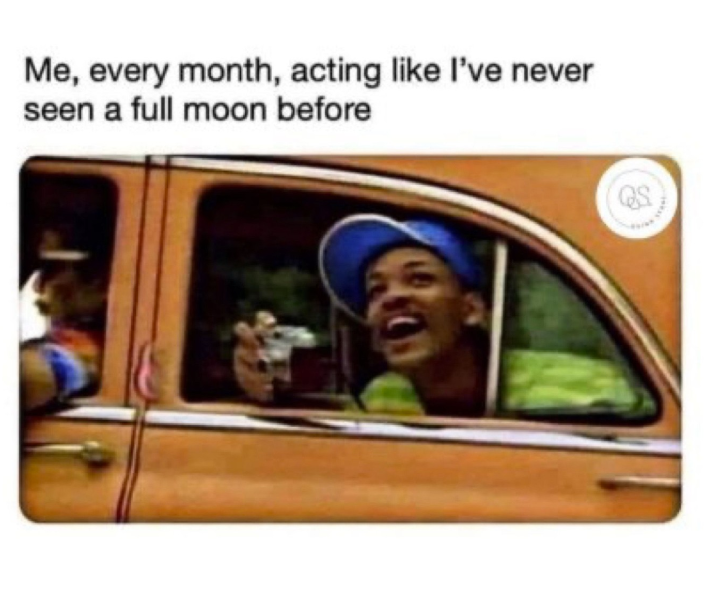 Me, every month, acting like I've never seen a full moon before