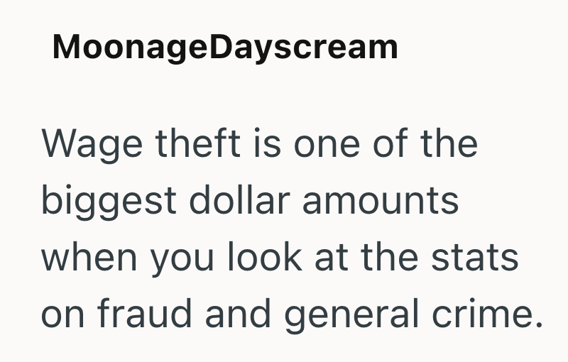 Moonage Dayscream Wage theft is one of the biggest dollar amounts when you look at the stats on fraud and general crime.