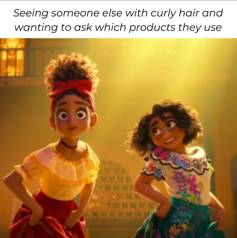 Seeing someone else with curly hair and wanting to ask which products they use MMMA