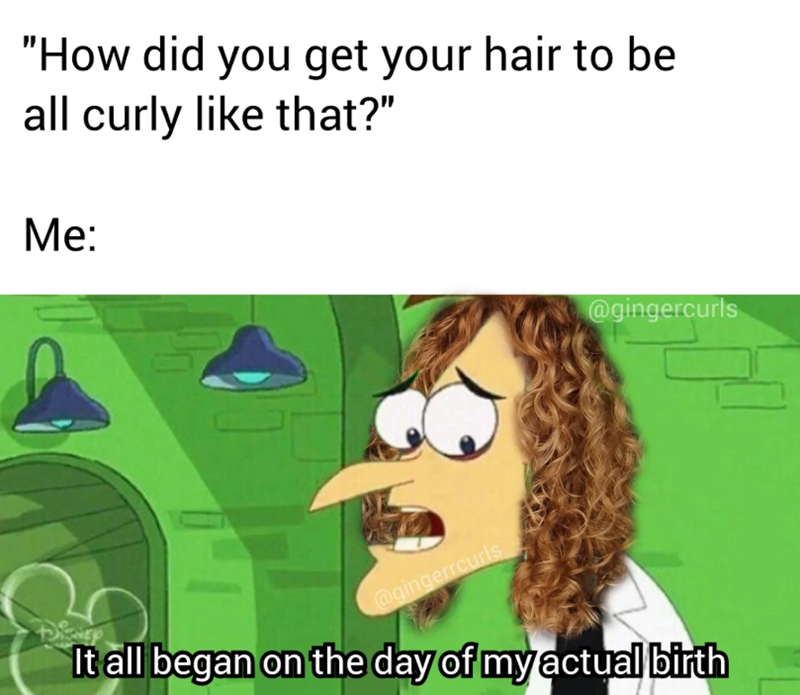 "How did you get your hair to be all curly like that?" Me: @gingercurls @gingerrcurls It all began on the day of my actual birth