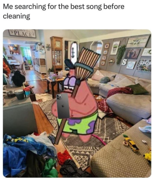 Me searching for the best song before cleaning PLACE DOOD S