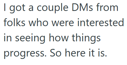 I got a couple DMs from folks who were interested in seeing how things progress. So here it is.