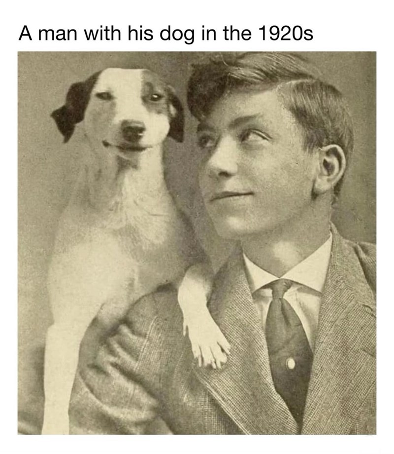 A man with his dog in the 1920s