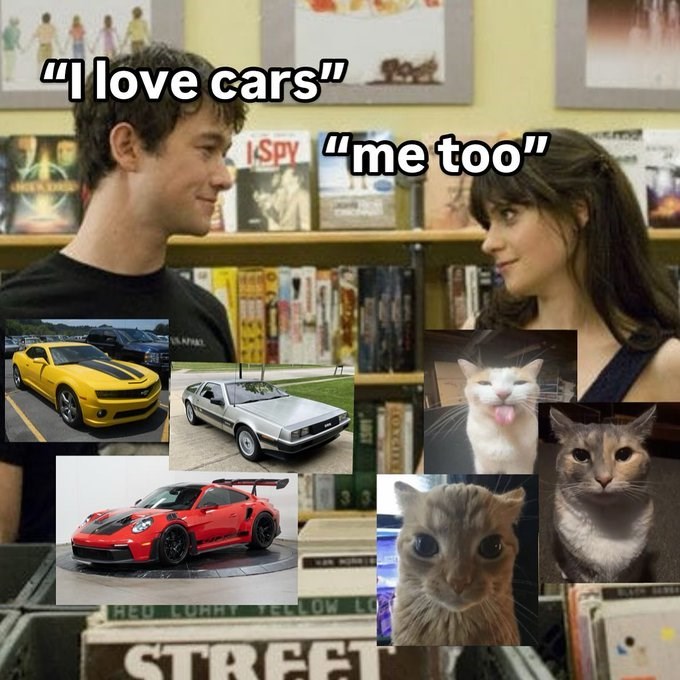 "I love cars" Spy "me too" CONCIE LOST HED LORRY LOW STREET