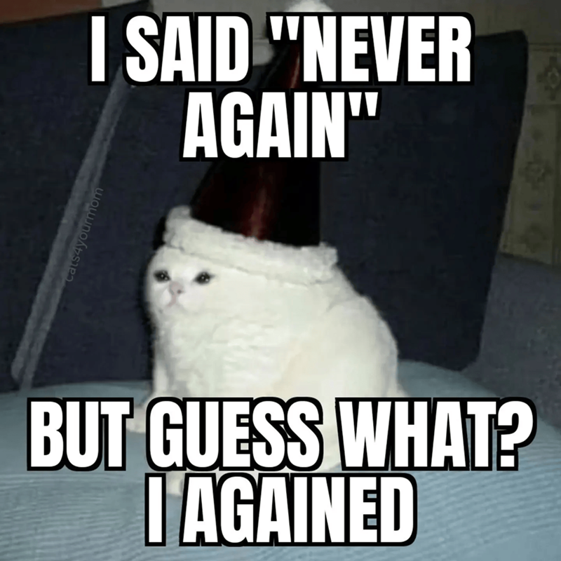 cats4yourmom I SAID "NEVER AGAIN" BUT GUESS WHAT? I AGAINED