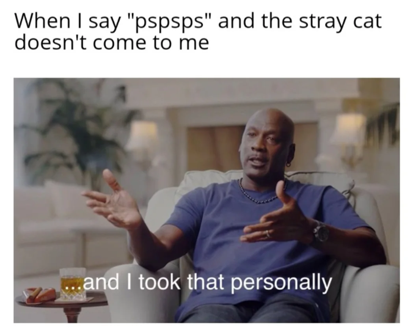 When I say "pspsps" and the stray cat doesn't come to me ...and I took that personally