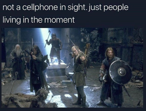not a cellphone in sight. just people living in the moment