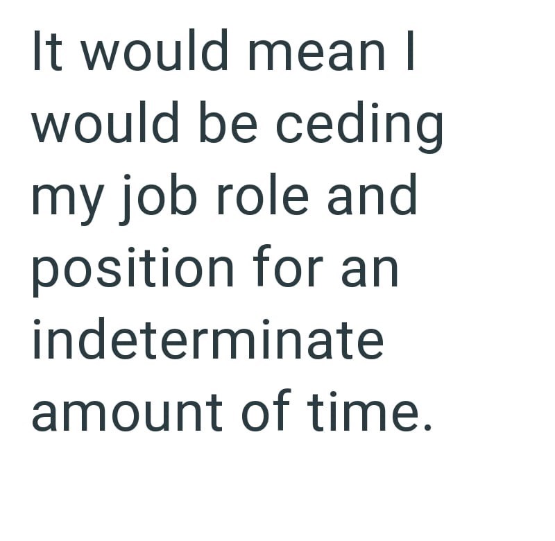It would mean I would be ceding my job role and position for an indeterminate amount of time.